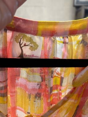 fig and flower Watercolor Stripe A-Line Skirt in Yellow, Pink & Cream